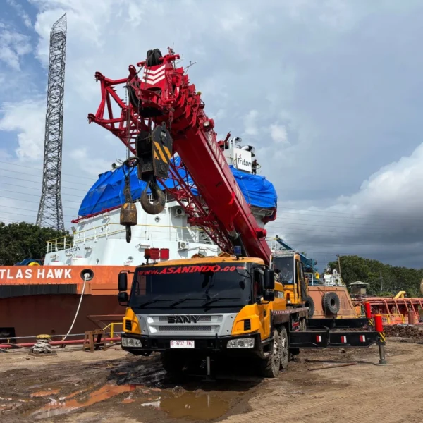 Sewa Crane Jatiuwung Tangerang — PT Asanindo Jaya Abadi Sewa crane Jatiuwung Tangerang — unit SANY PT Asanindo Jaya Abadi siap mengerjakan heavy lifting untuk proyek industri dan pabrik di kawasan Jatiuwung